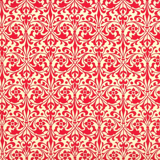 Red Stylized Flower Print Italian Paper ~ Carta Varese Italy